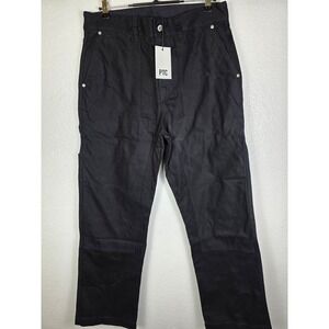 Palm Tree Crew PTC Mens Black Cotton Double Knee Utility Carpenter Pants Size 34